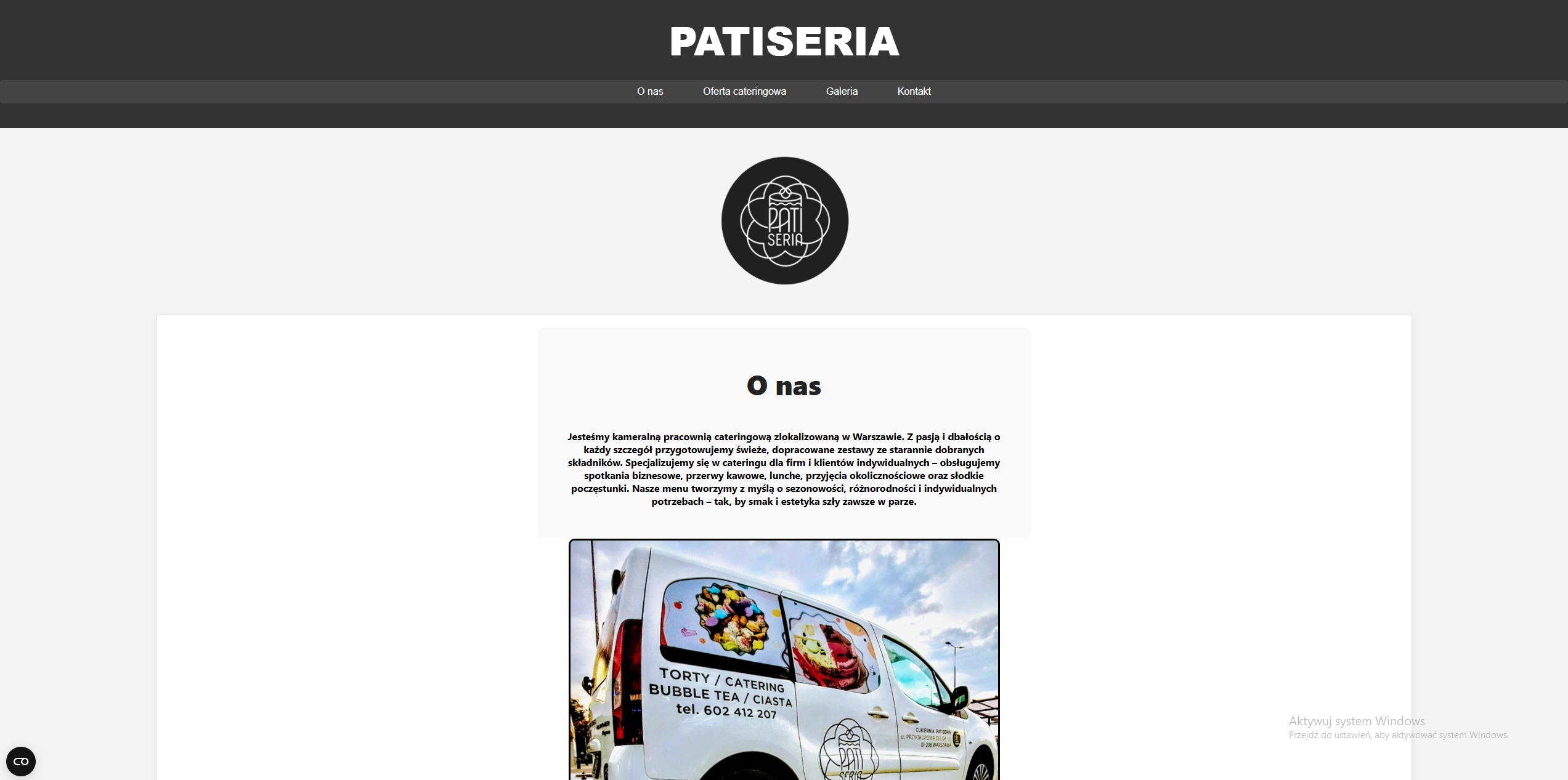 Zrzut ekranu strony patiseria.pl